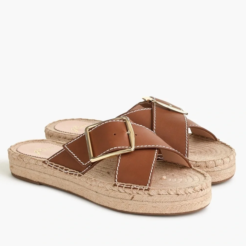 J. Crew Cross Strap Espadrille Slides Sandals Size 10.5